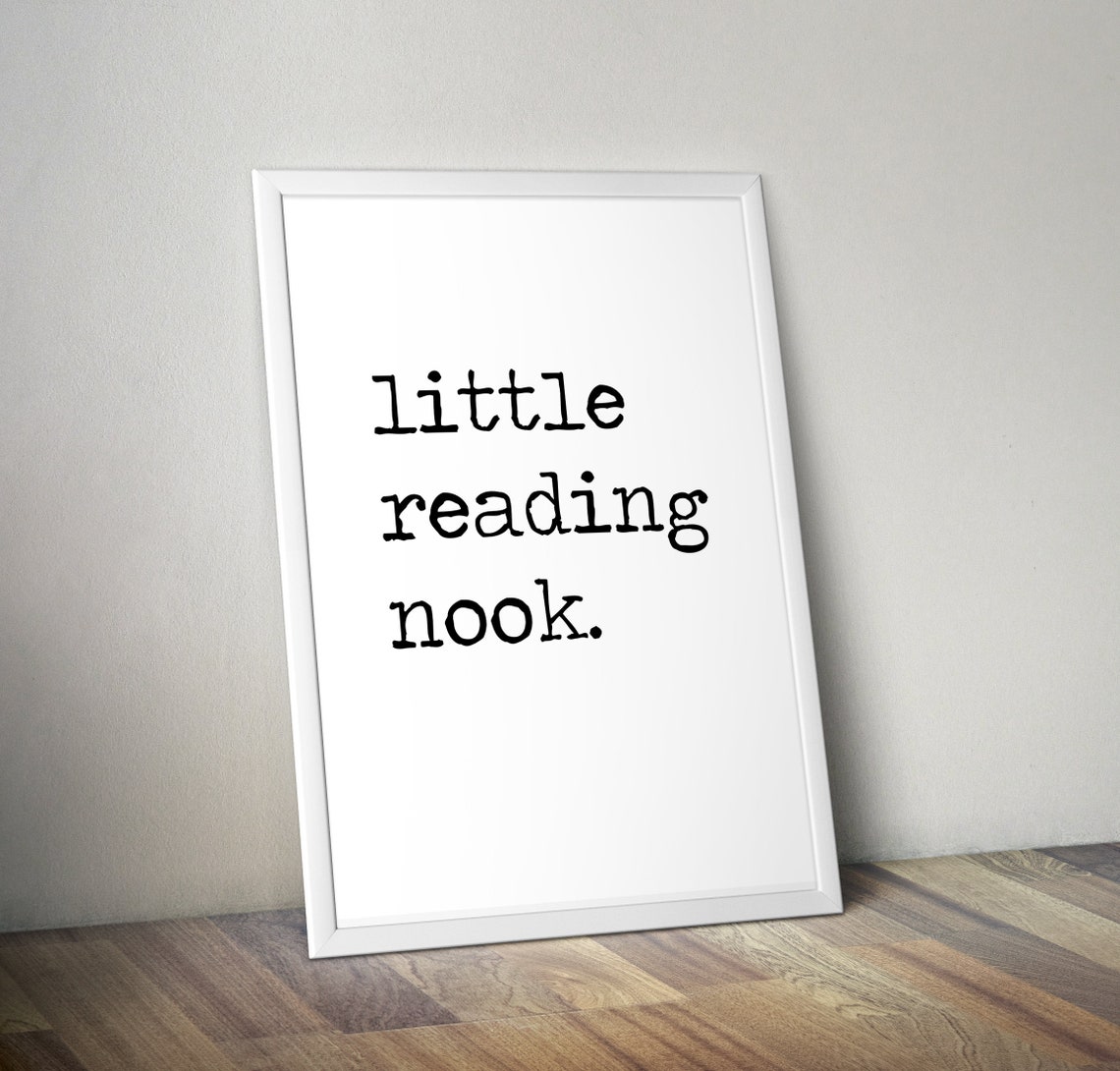 Little Reading Nook Typewriter Font Minimalist Library Poster Sign - Image 3