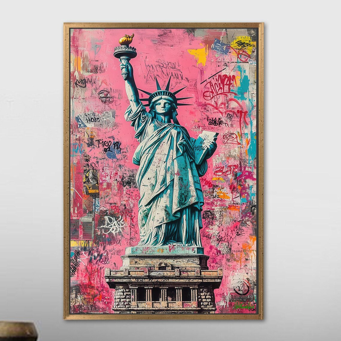 Statue of Liberty Pink Graffiti Pop Art New York City Poster