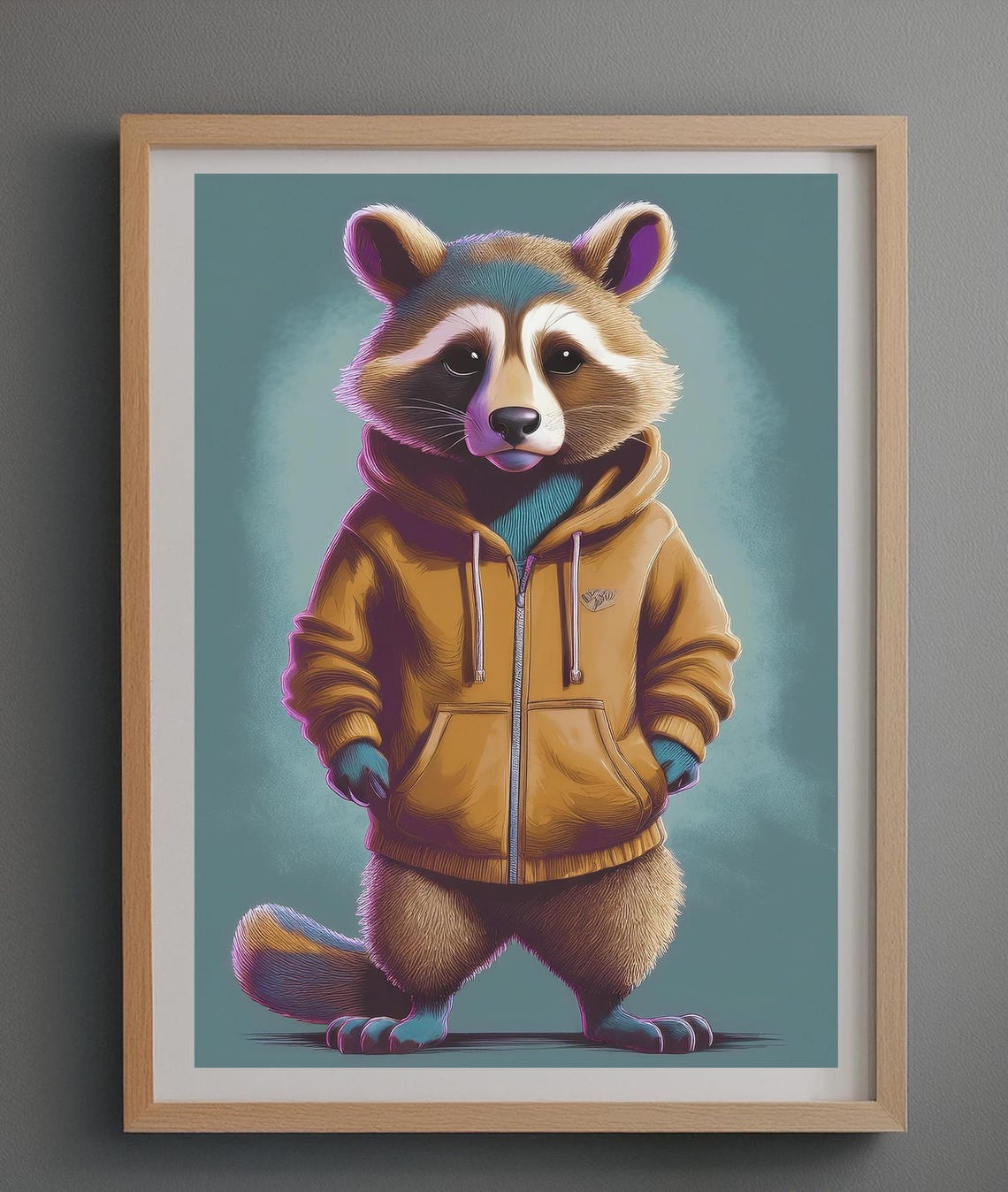 Cool Moose with Sunglasses Colorful Jacket Funny Animal Poster - Image 2