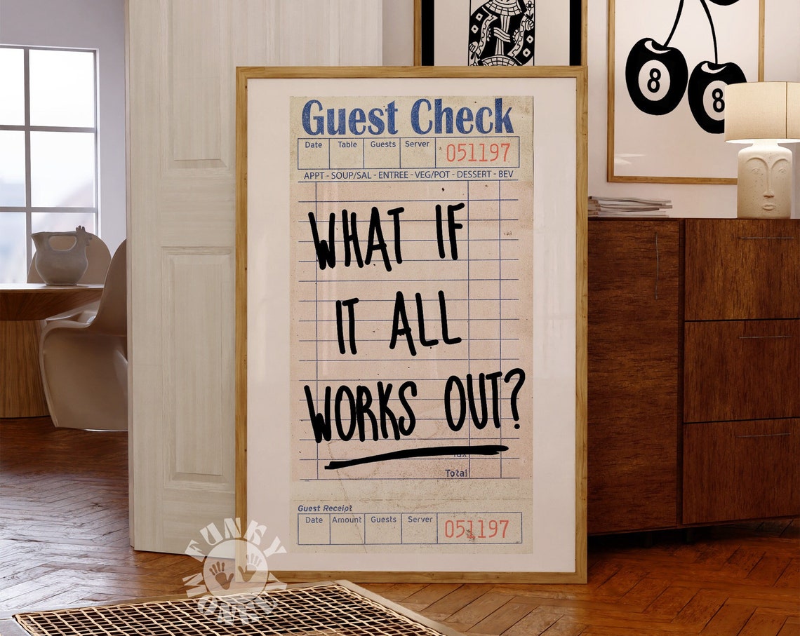 Guest Check Print Set What If It All Works Out Do It For The Plot Trendy Wall Art Preppy Poster Set Retro Aesthetic Positive Affirmation - Image 2