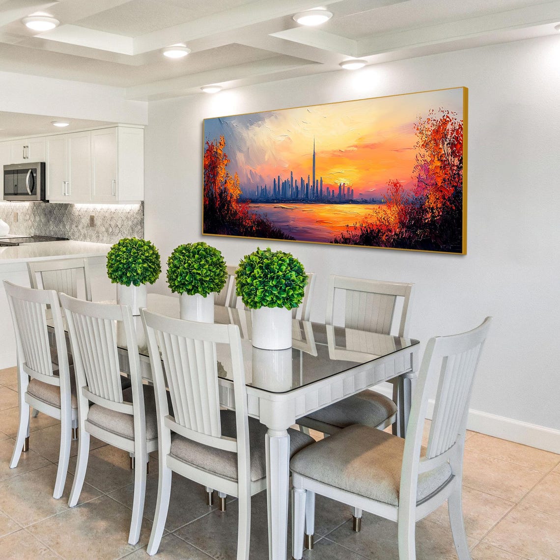 Dubai Skyline Burj Khalifa Sunset City Impasto Painting Travel Poster - Image 4