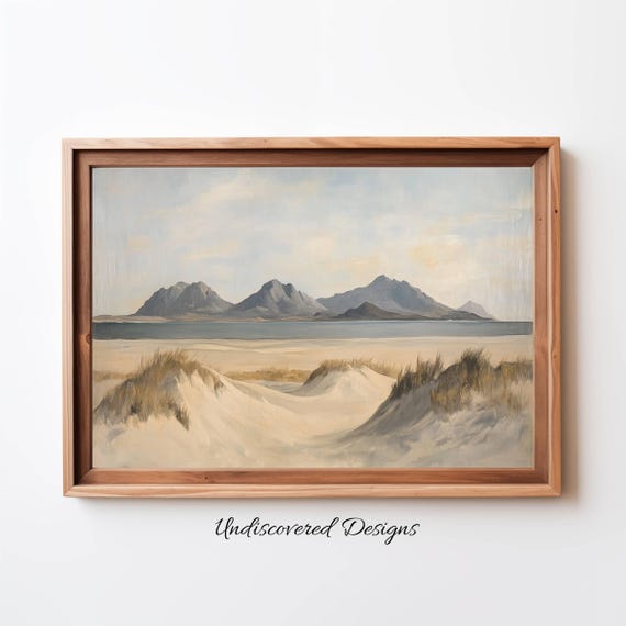 Vintage Island Mountain Oil Painting Art Print