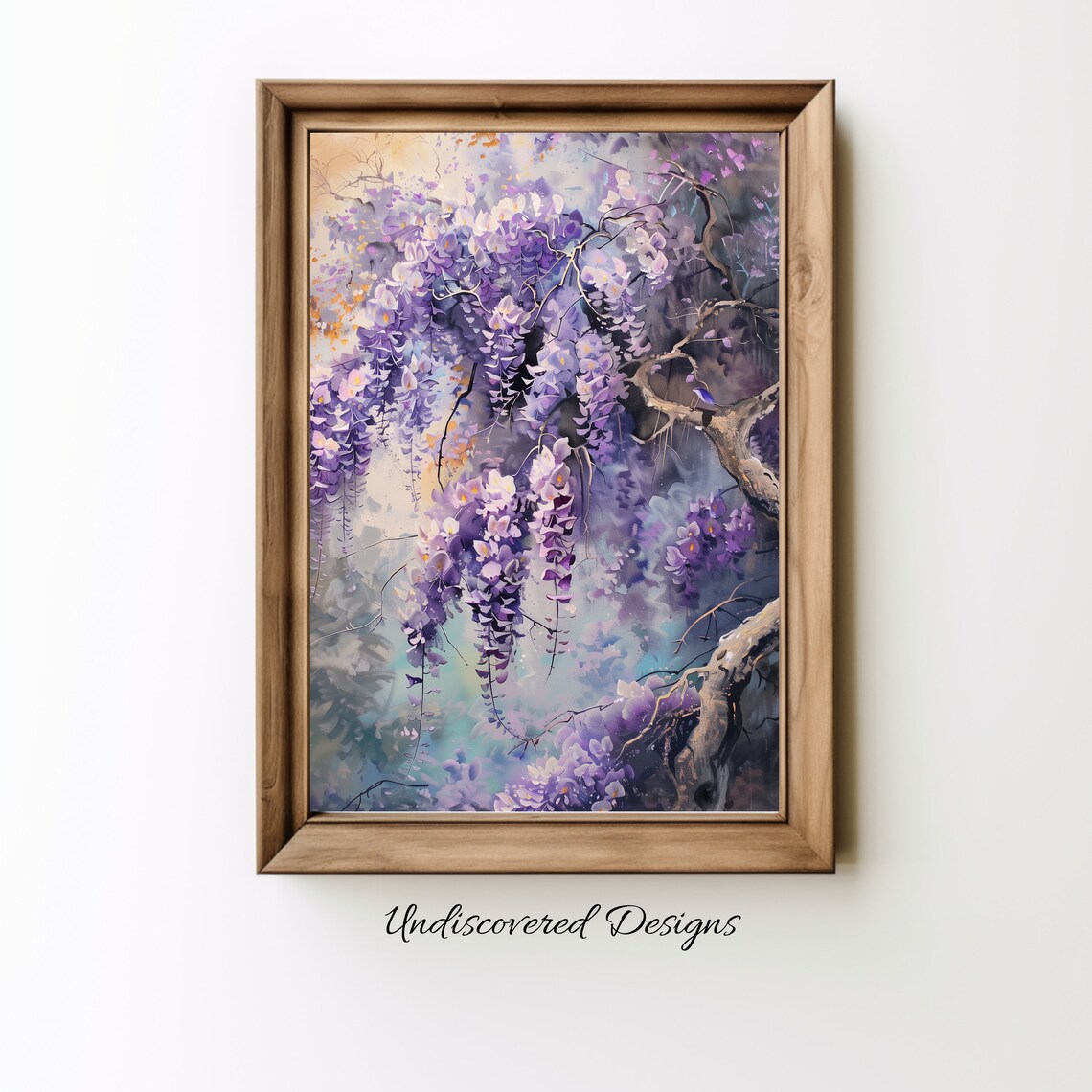 Purple Wisteria Hanging Blossoms Vintage Oil Painting Poster