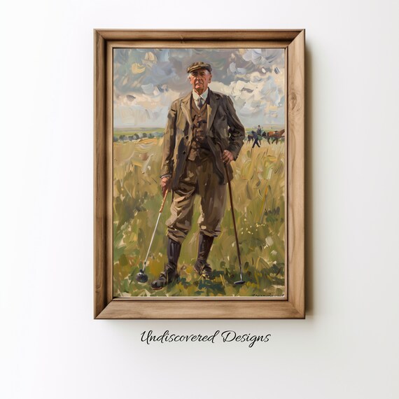 Vintage Gentleman Golfer Classic Oil Painting Portrait Poster