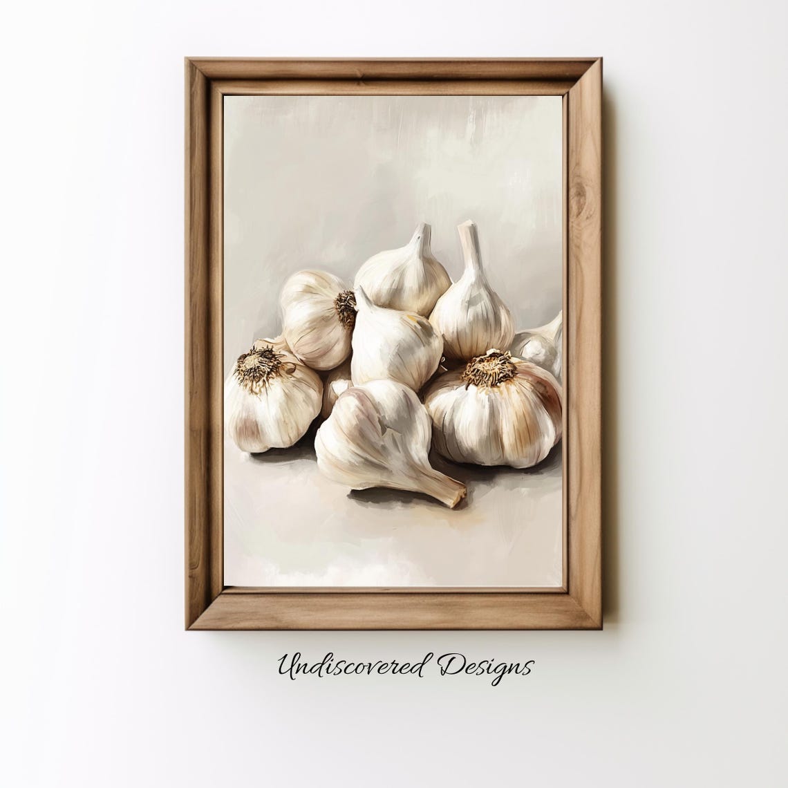 Garlic Bulbs Still Life Oil Painting Vintage Rustic Kitchen Poster