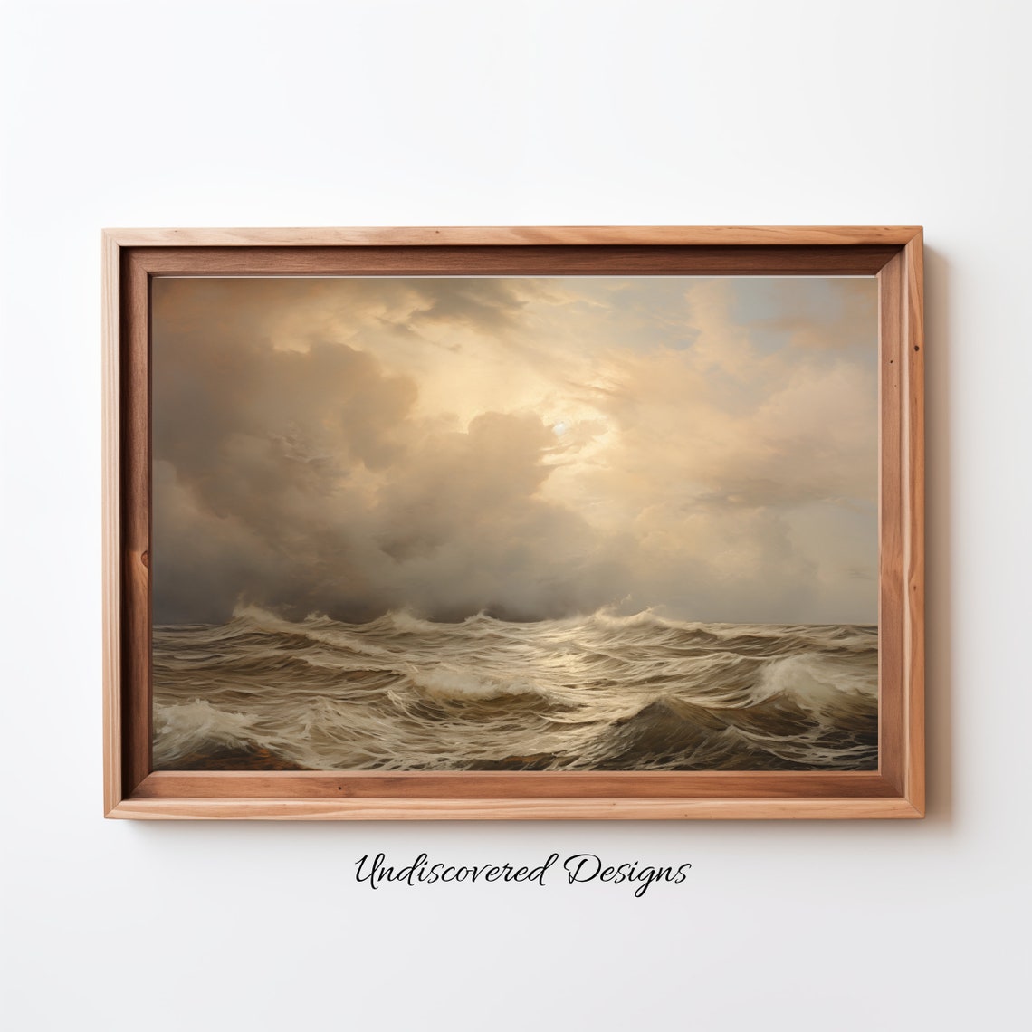 Stormy Ocean Waves Under Dramatic Cloudy Sky Vintage Seascape Wall Art