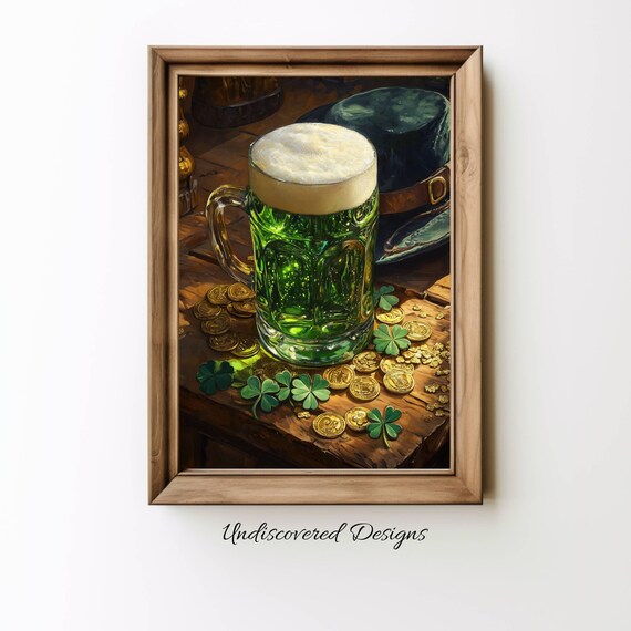 Green Beer Mug With Shamrocks Irish Celebration Saint Patricks Day Poster