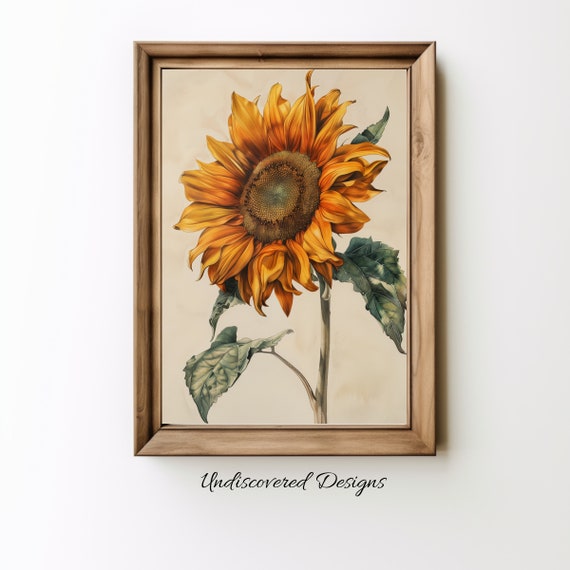 Vintage Sunflower Botanical Art Print