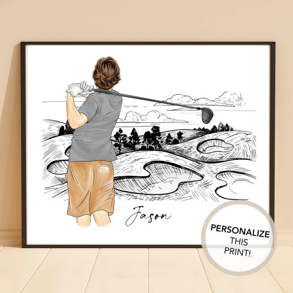 Personalized Golfer Print, Fathers Day Gift