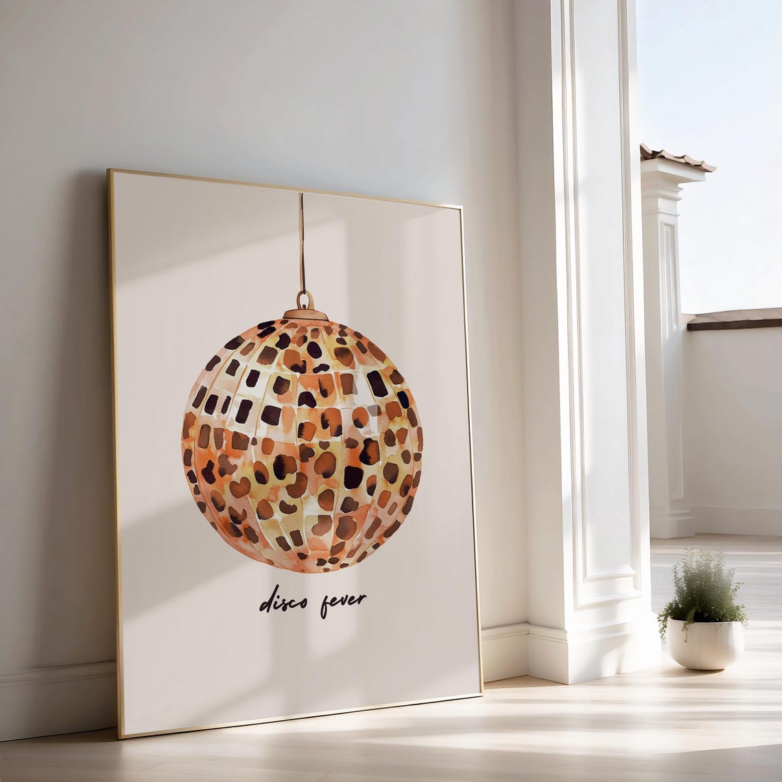 Leopard Spotted Disco Ball Disco Fever Watercolor Poster for Parties - Image 2