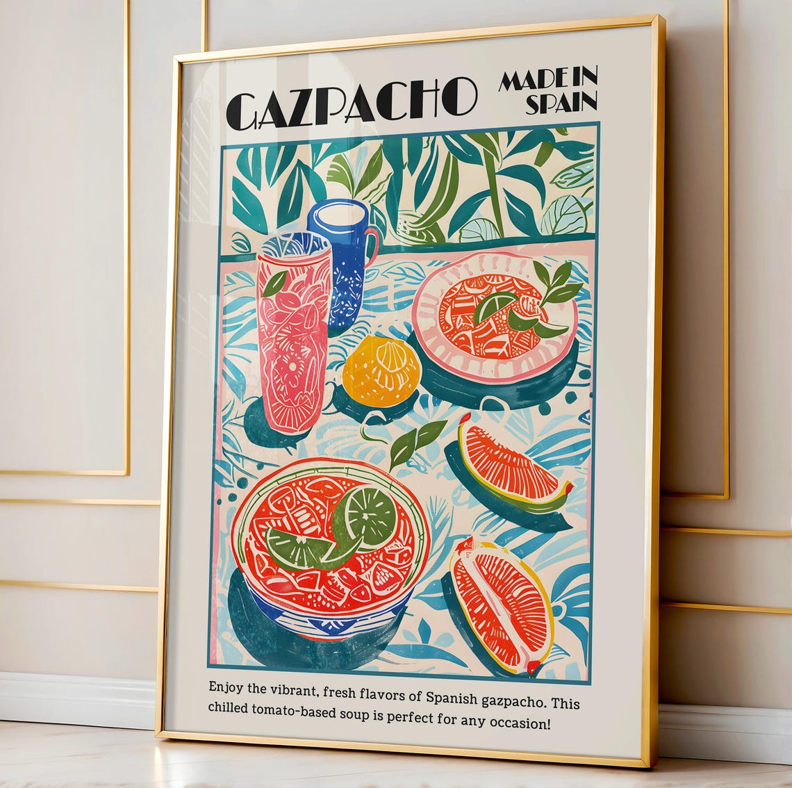 Gazpacho Made in Spain Vibrant Food Illustration Poster for Kitchens - Image 2