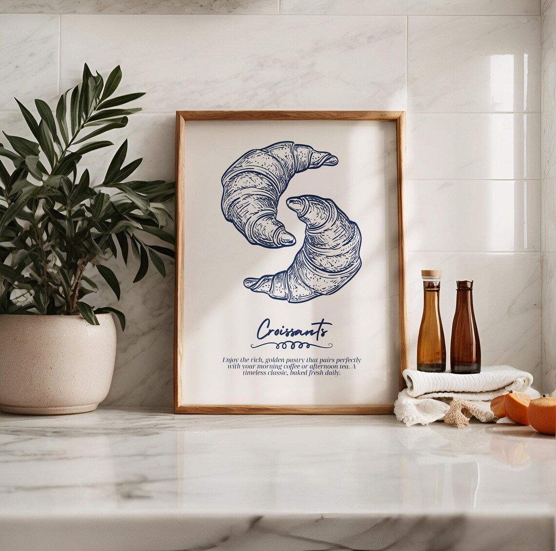 Croissants Poster Engraved French Bakery Vintage Bistro Decor - Image 3