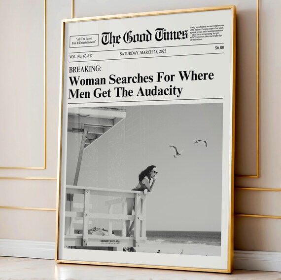 Trendy Newspaper Print Girly Wall Art Aesthetic Poster Beachy Wall Art Surf Wall Art Funny Newspaper Print Typography Poster
