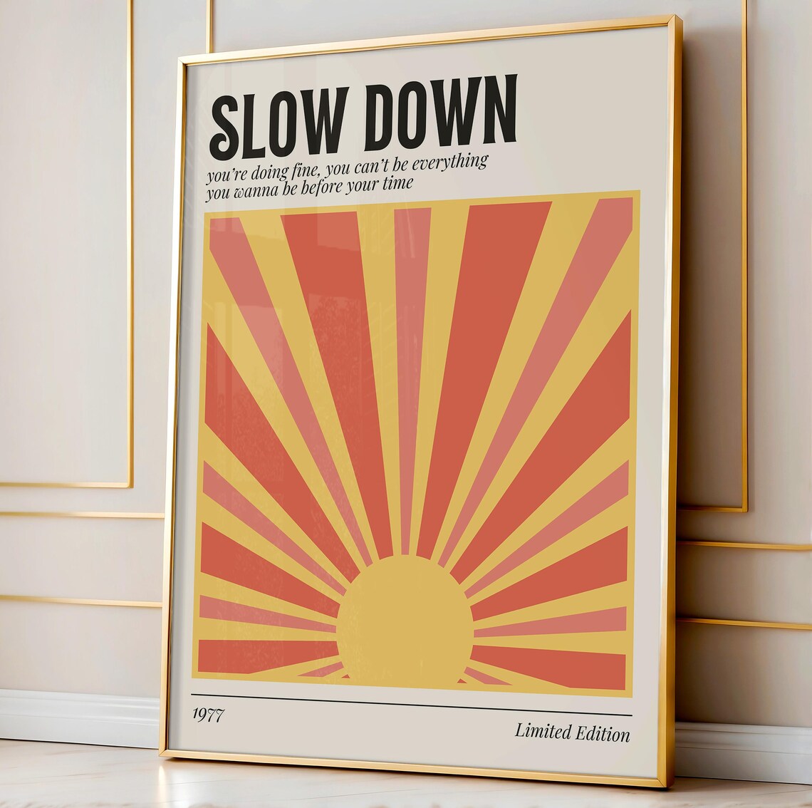 Slow Down Lyric Print, Vienna 70s Music Poster