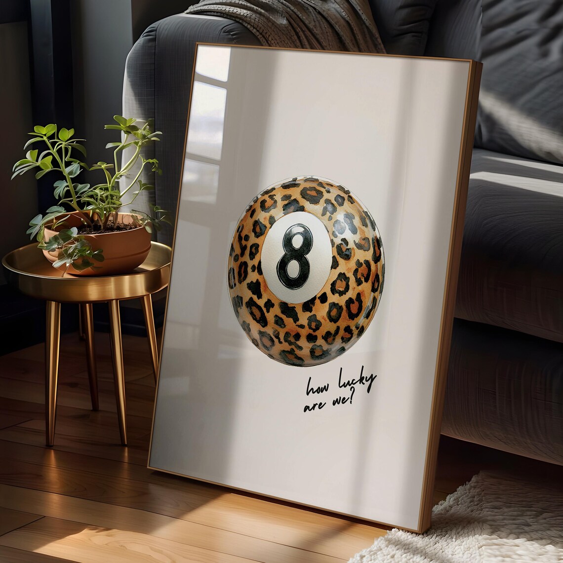 Leopard Pool Ball Retro Poster, Maximalist Aesthetic
