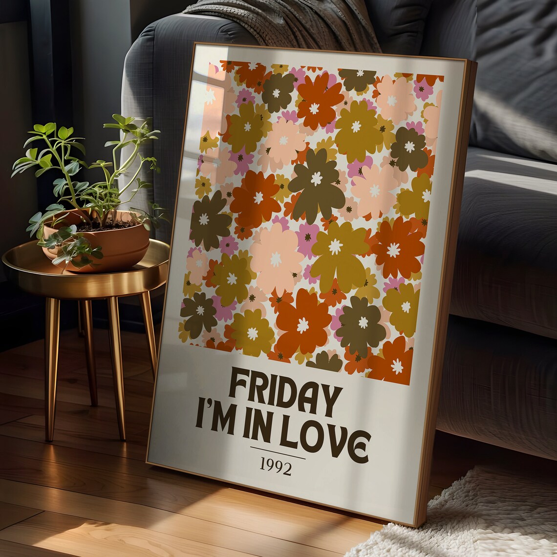 Friday I'm in Love Retro Flower Art Print - Image 3