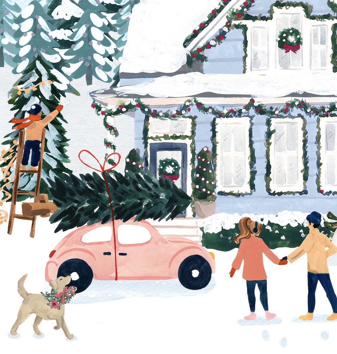 Christmas Village Watercolor Holiday Art Print - Image 2