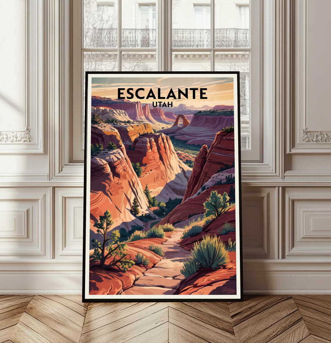 Escalante Utah Red Rock Canyon Desert Landscape Travel Art Poster