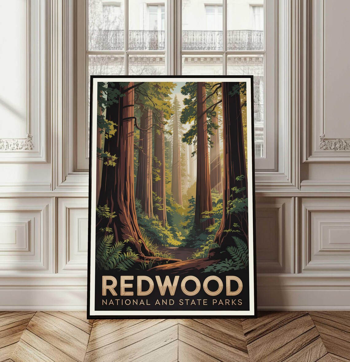 Redwood National and State Parks Giant Forest Vintage Travel Poster