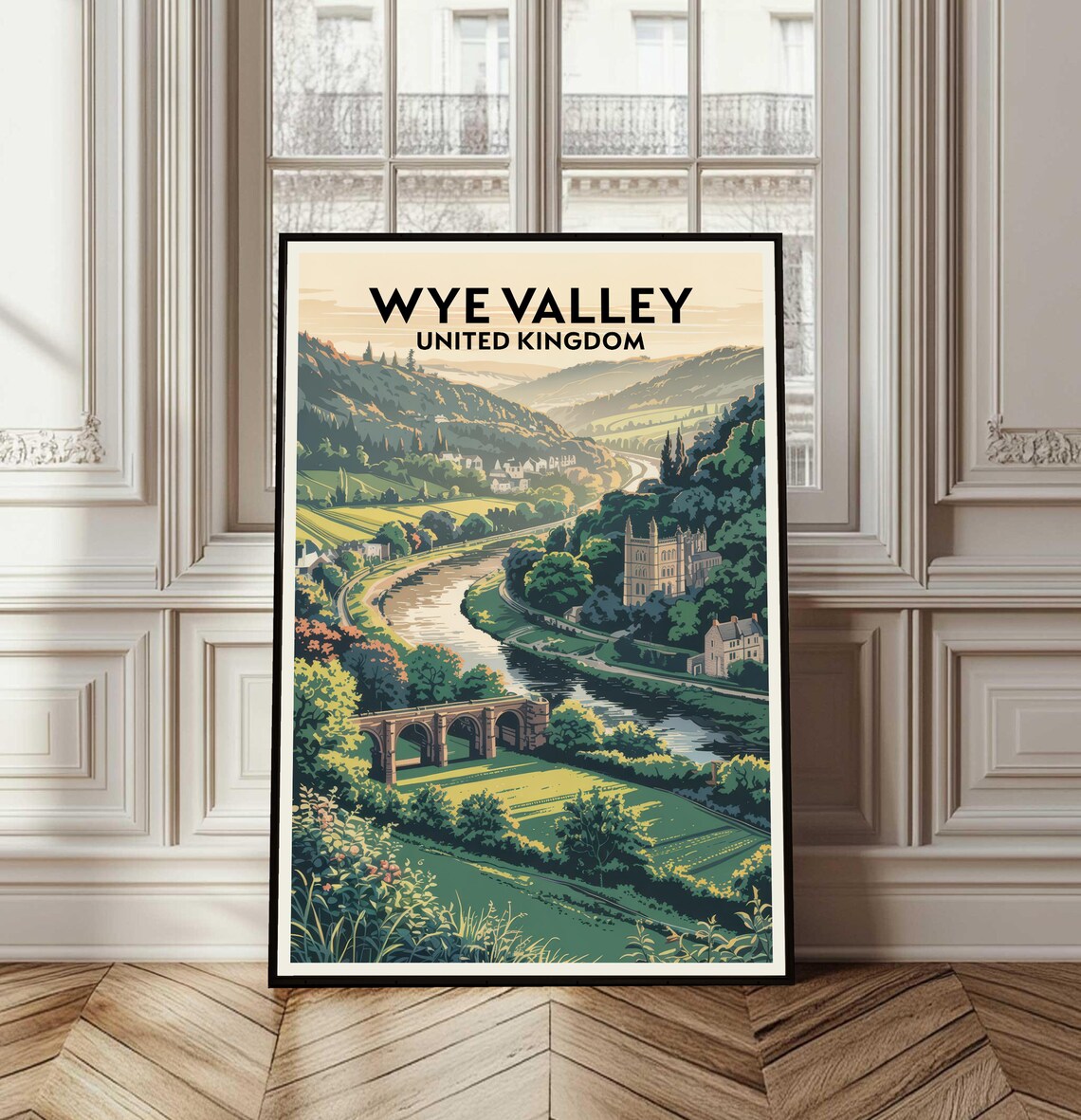 Wye Valley United Kingdom Vintage River Valley Travel Poster