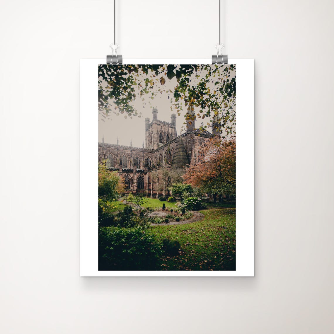 Chester Cathedral Autumn Gardens England Architecture Photo Poster