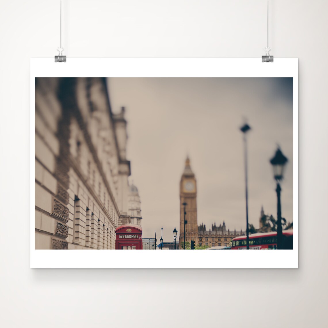 London Big Ben Red Telephone Box Westminster Street Photo Poster