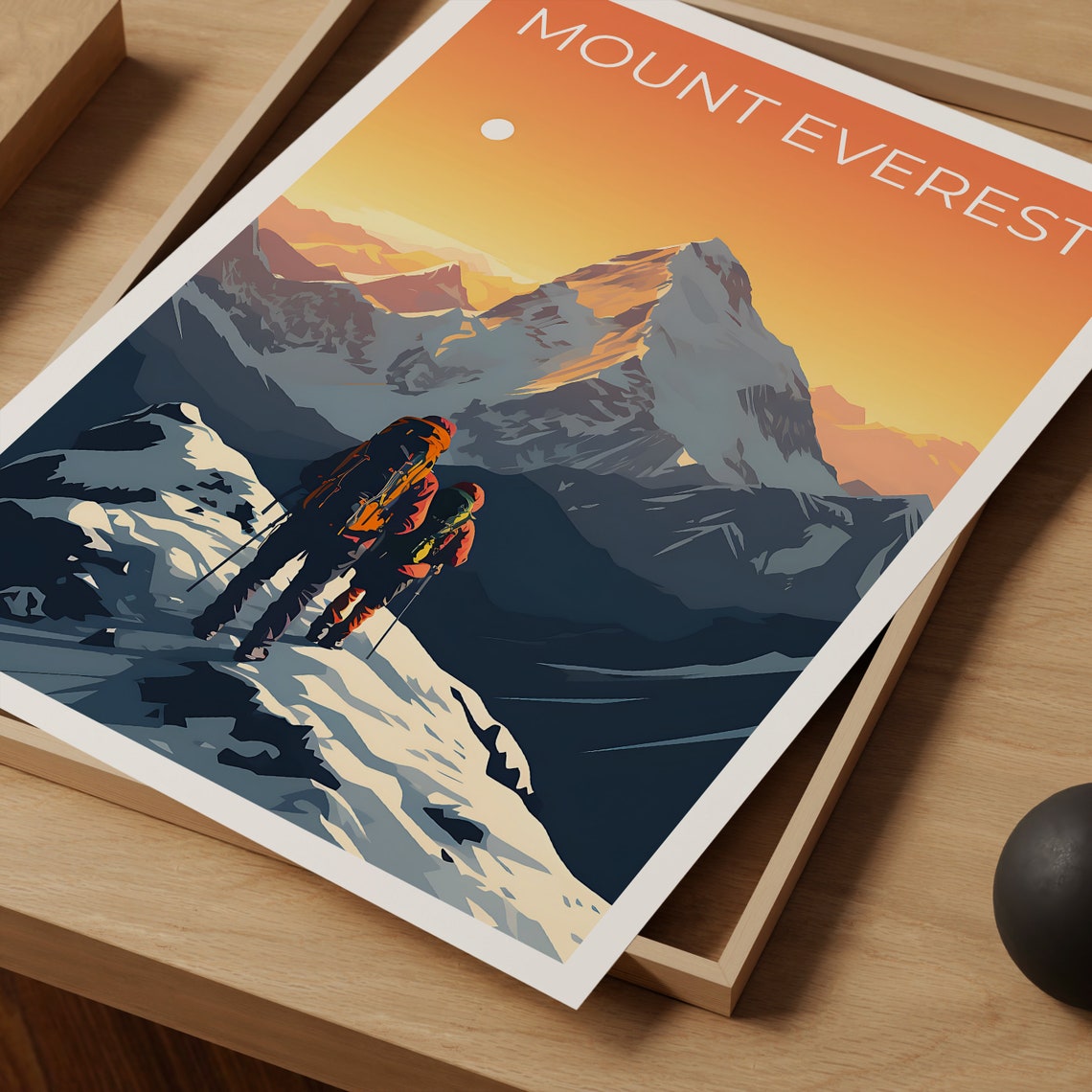Mount Everest Snowy Summit Climbers Himalayan Sunset Adventure Poster - Image 4