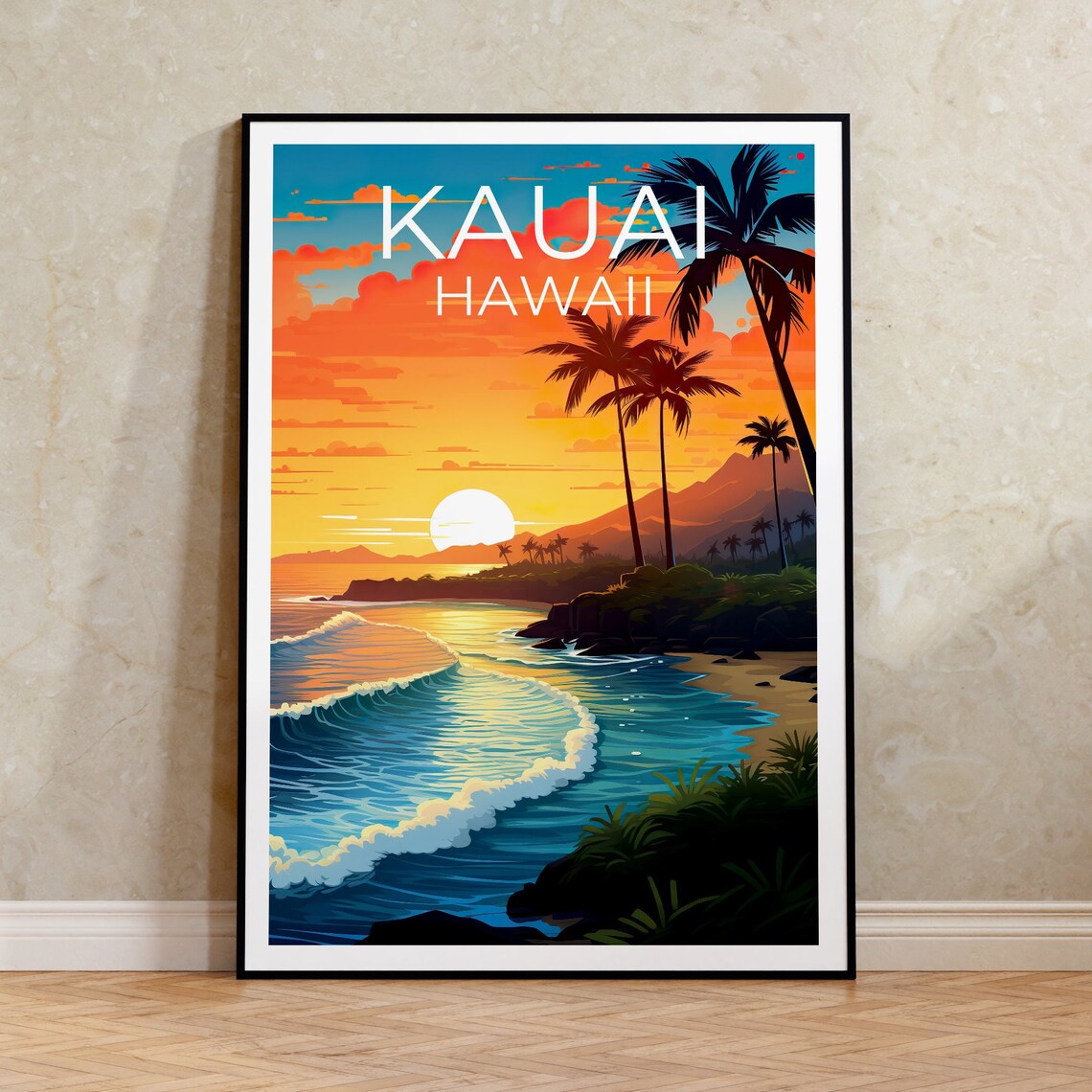 Kauai Travel Poster, Hawaii Island Art Print