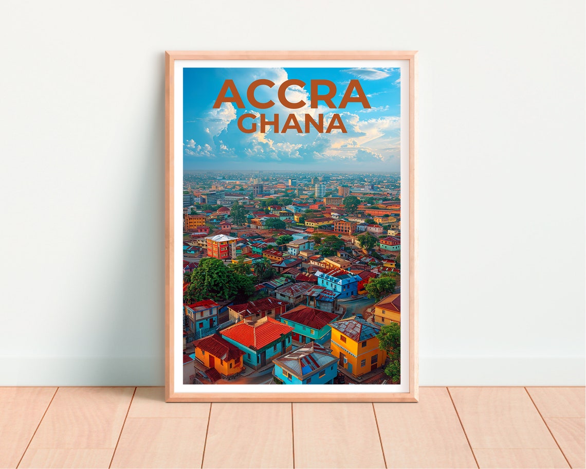 Accra Ghana Cityscape Colorful Rooftops West Africa City Poster - Image 4