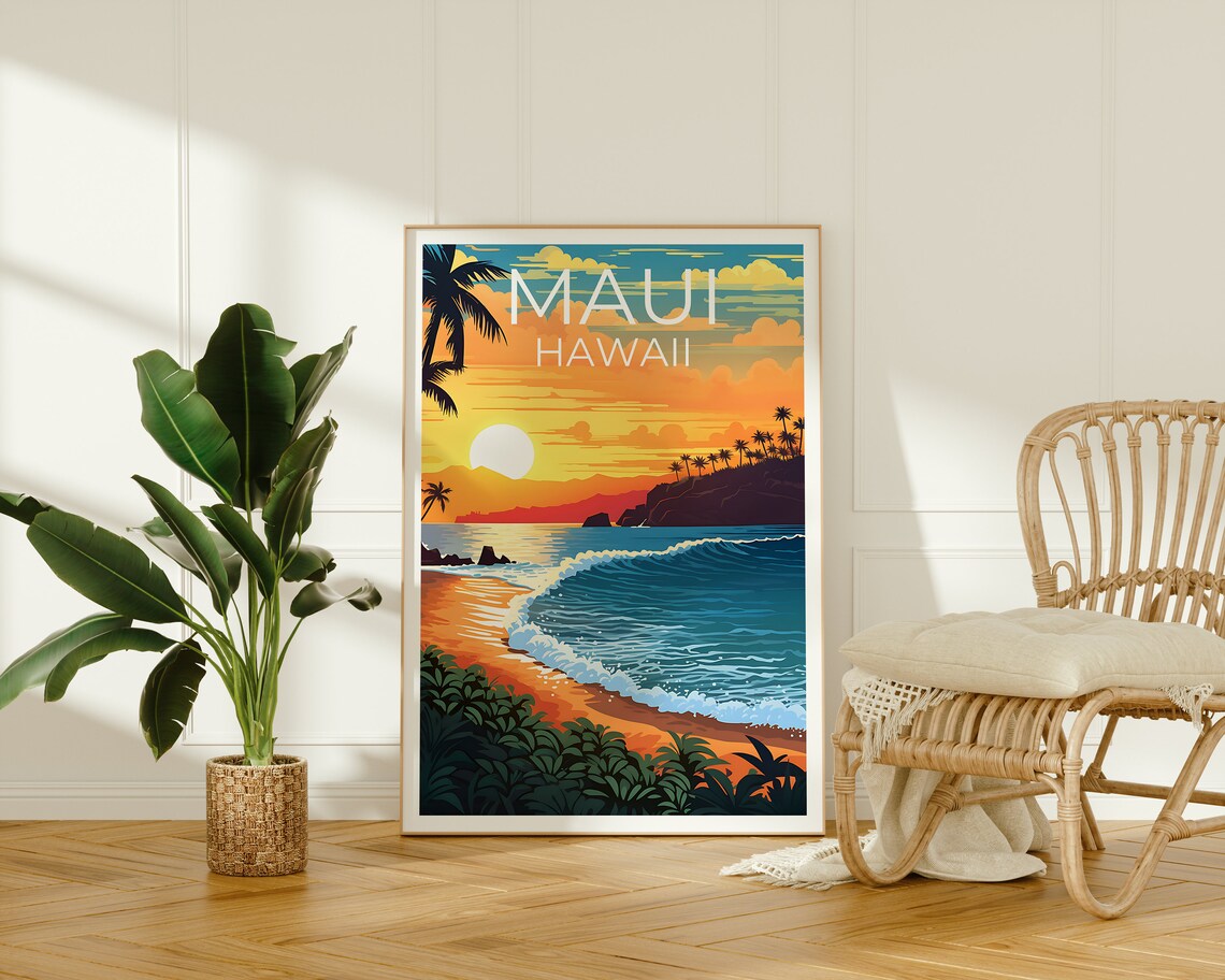 Maui Travel Poster, Hawaii Beach Wall Art - Image 2