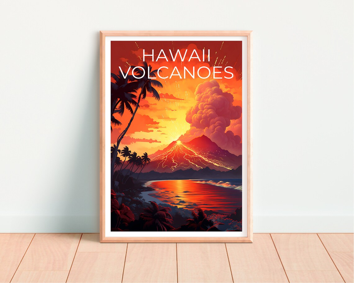 Hawaii Volcanoes Travel Poster, Hawaii Travel Print - Image 4