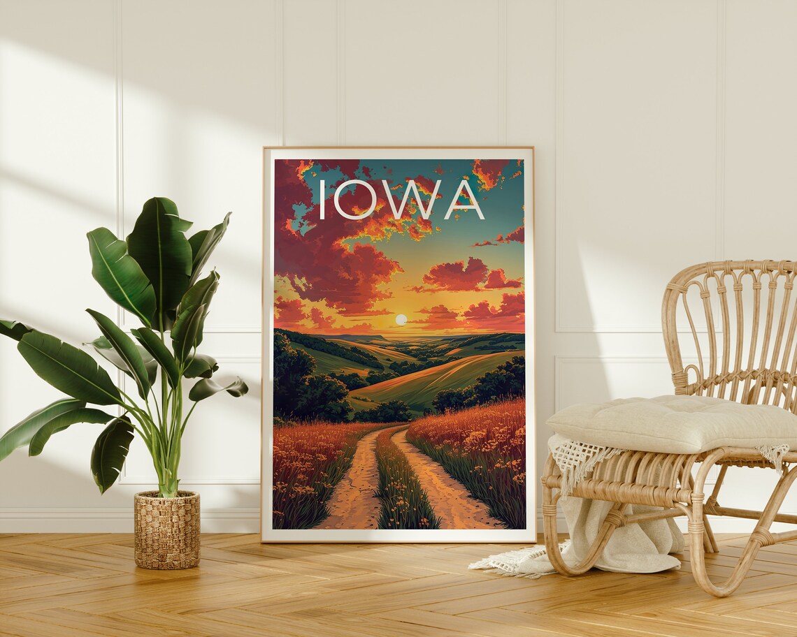 Iowa Travel Poster, Midwest Regional Wall Art Print - Image 2
