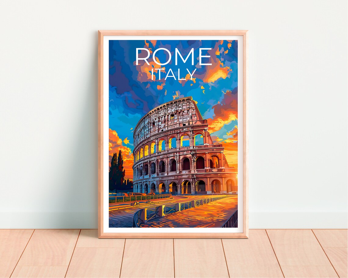 Colosseum Travel Poster, Rome Landmark Wall Art Print - Image 4