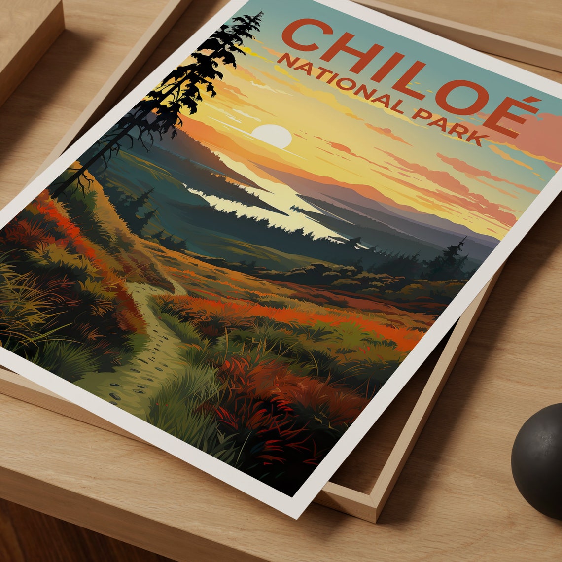 Chiloé National Park Chile Golden Sunset River Valley Poster - Image 4