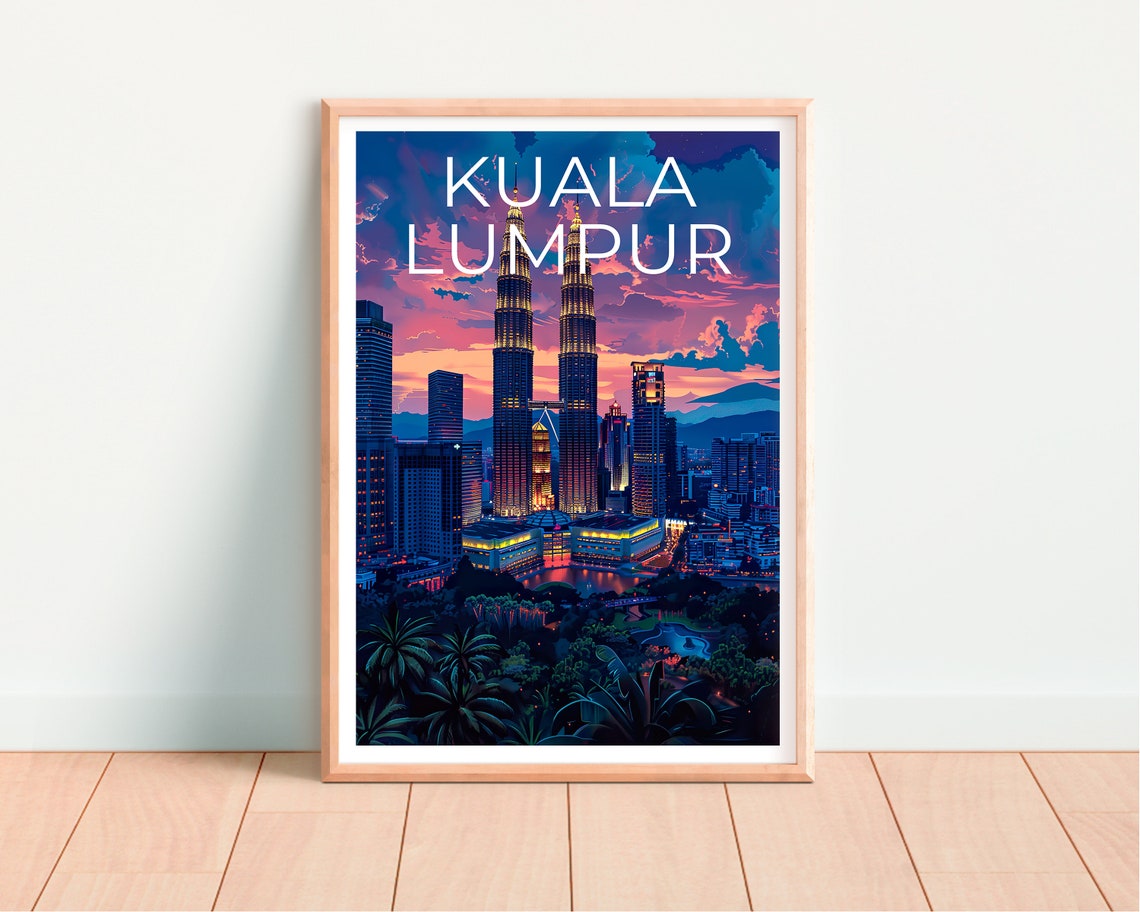 Kuala Lumpur Malaysia Petronas Towers Night Skyline City Poster - Image 4
