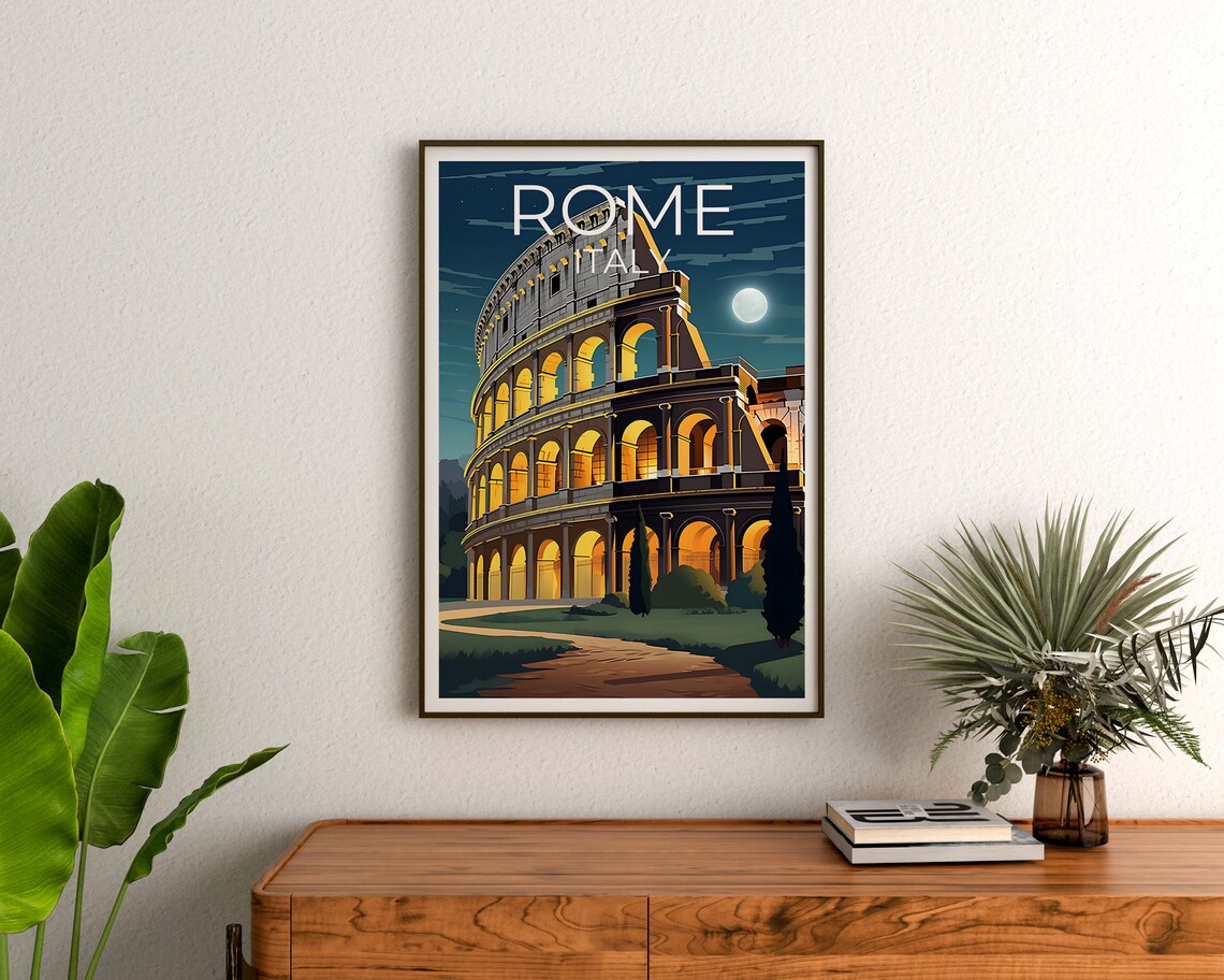 Rome Travel Poster, Colosseum City Print - Image 3