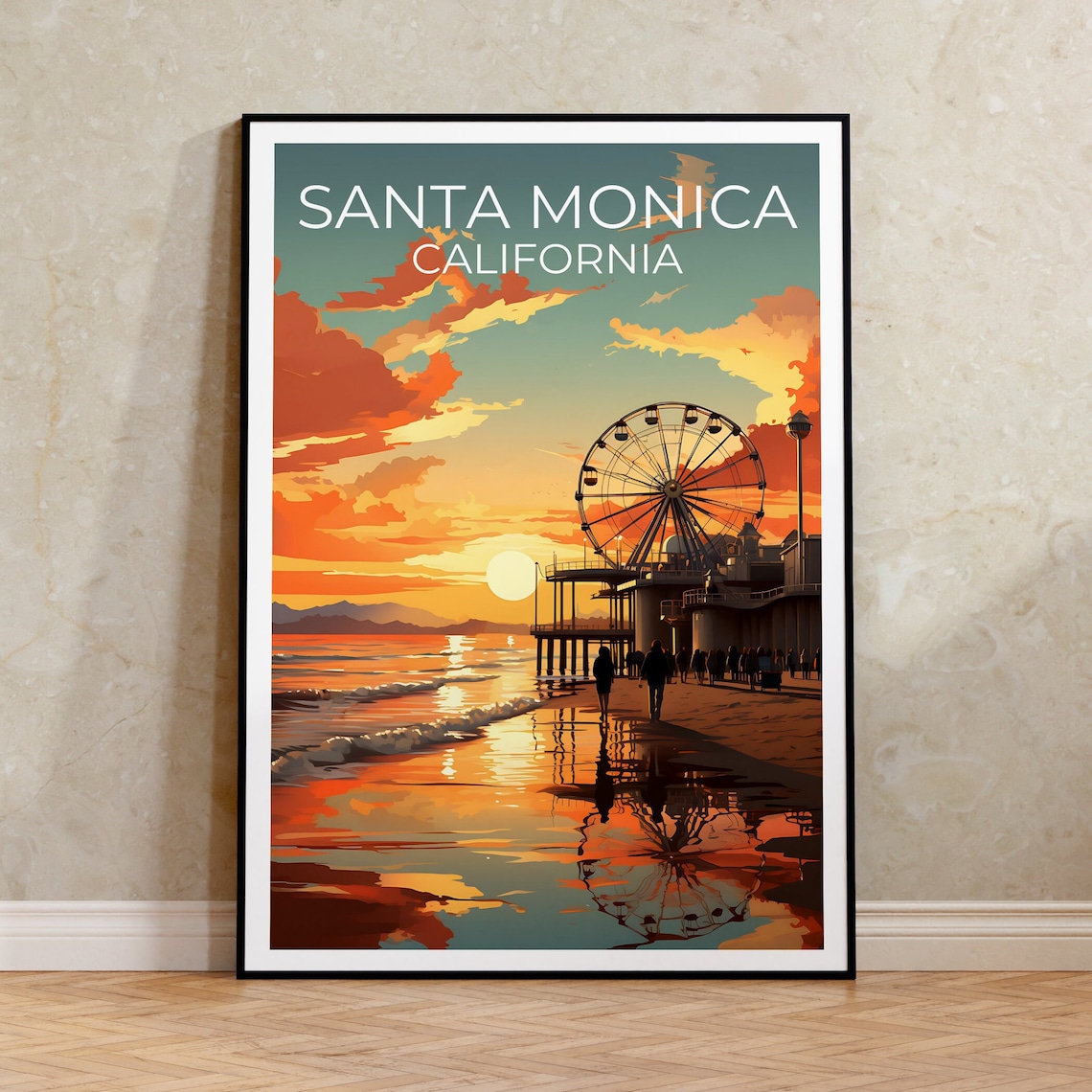 Santa Monica California City Poster Wall Art Print