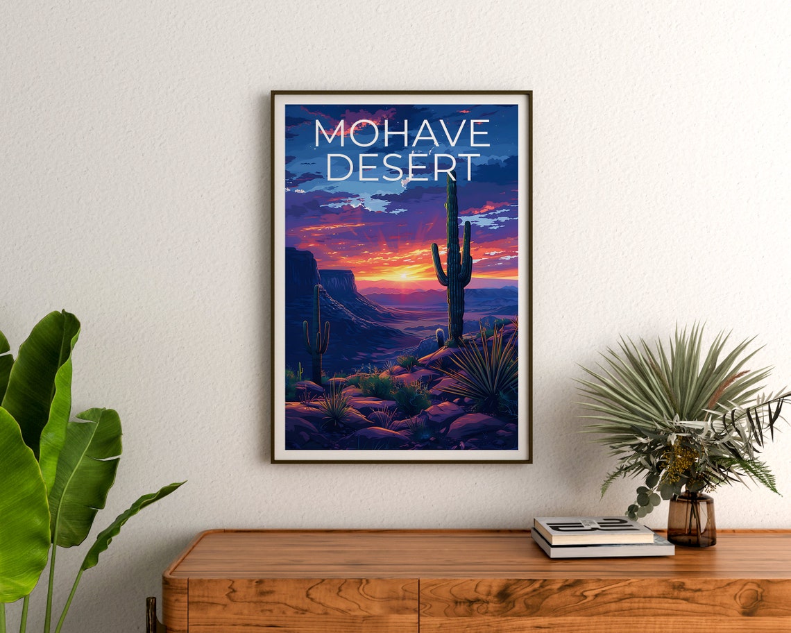 Mohave Desert Sunset Saguaro Cactus Mesa Vibrant Southwest Art Poster - Image 3