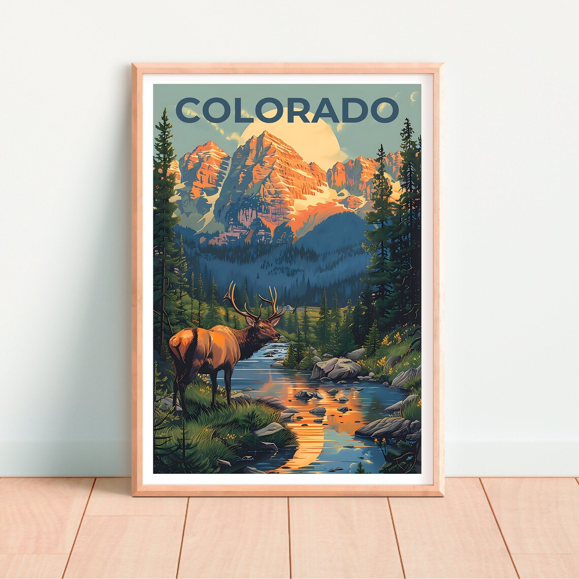 Colorado Rockies Travel Poster, Deer Art Print - Image 4