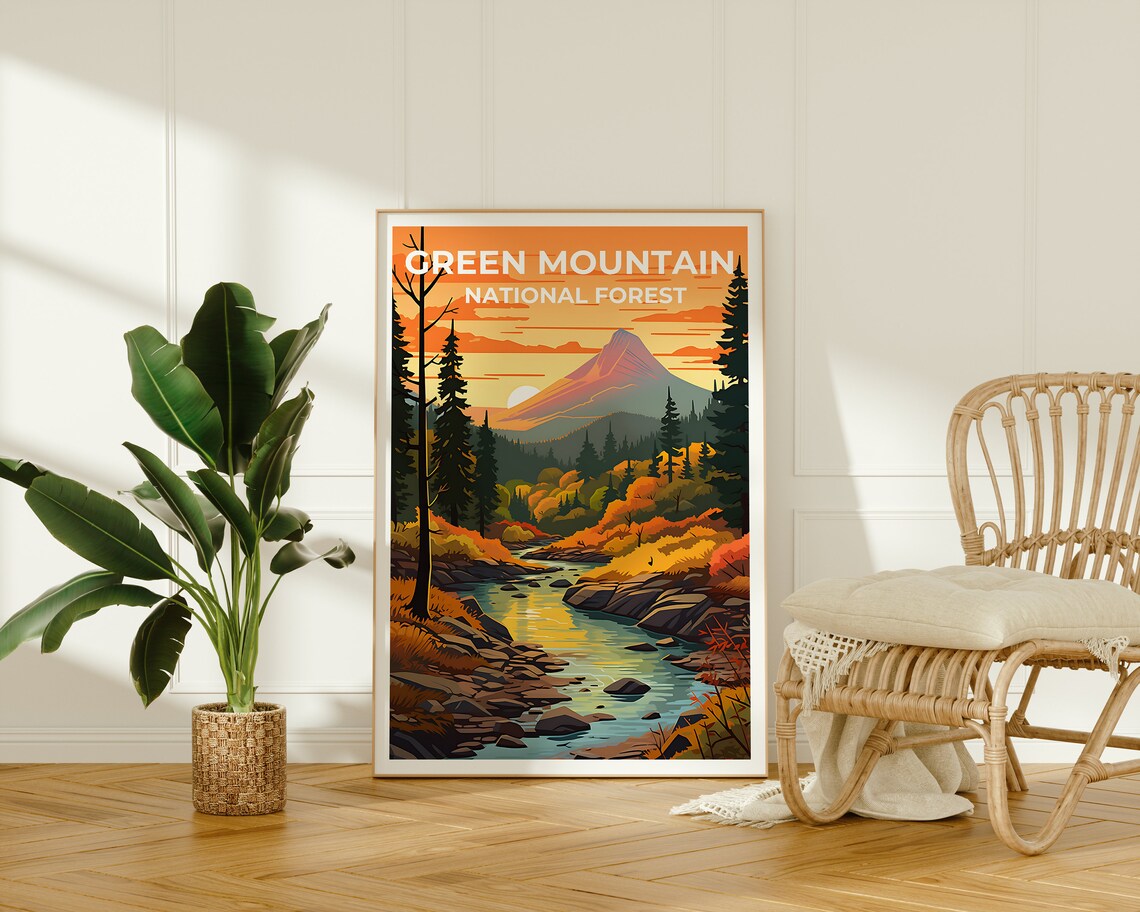 Green Mountain Vermont Nature Wall Art Print - Image 2
