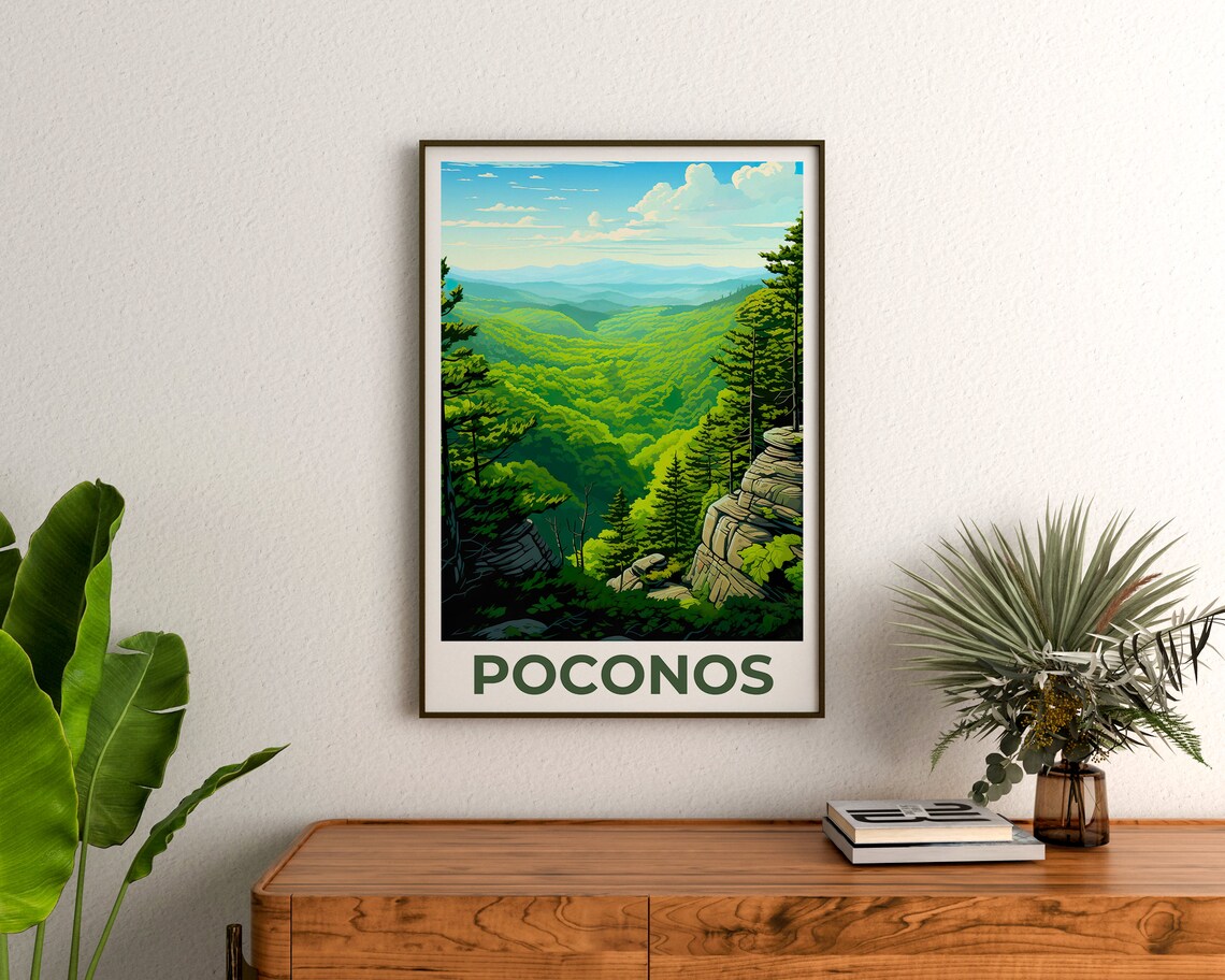 Poconos Travel Poster, Pennsylvania Landscape Art Print - Image 3