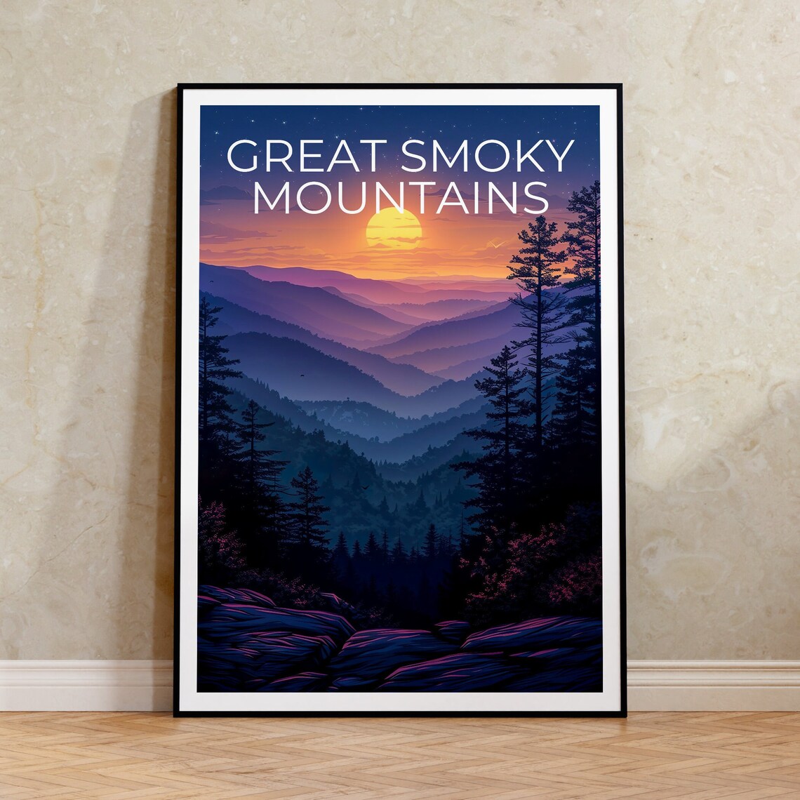 Great Smoky Mountains Travel Poster, North Carolina