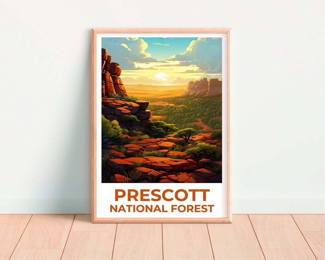 Prescott National Forest Red Rock Vista Sunset Travel Poster - Image 4