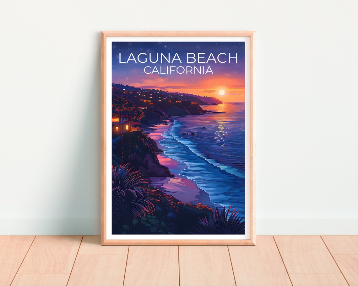 Laguna Beach California Coastal Sunset Waves Cliffside Travel Poster - Image 4