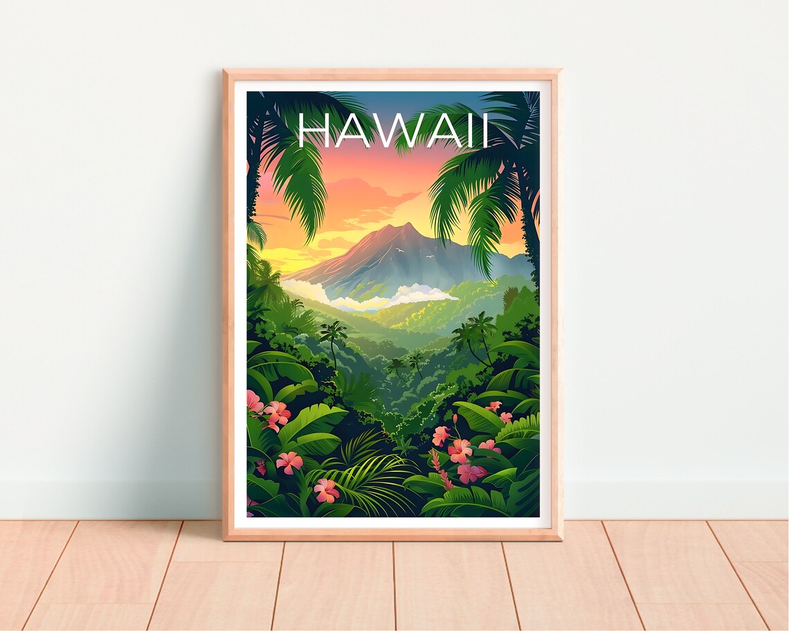Hawaii Travel Poster, Tropical Island Hiking Print - Image 4