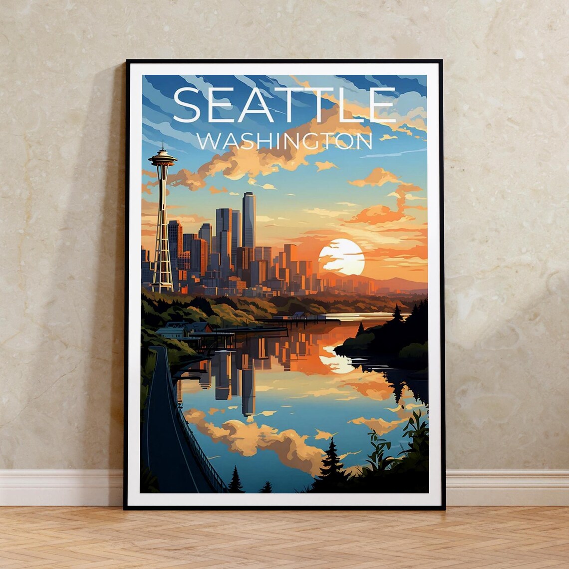Seattle Travel Poster, Washington State Art Print