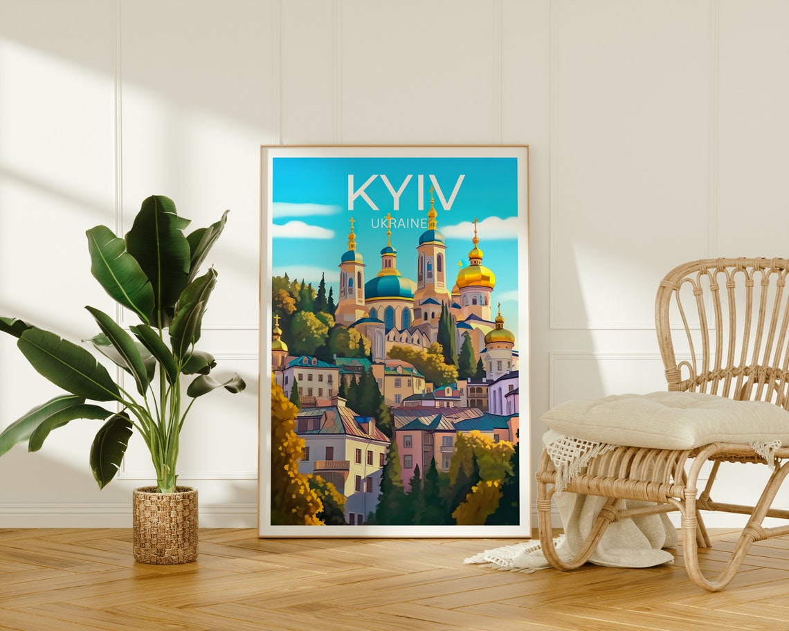 Kyiv Ukraine Golden Domes Cathedral Bright Skyline Day View Poster - Image 2