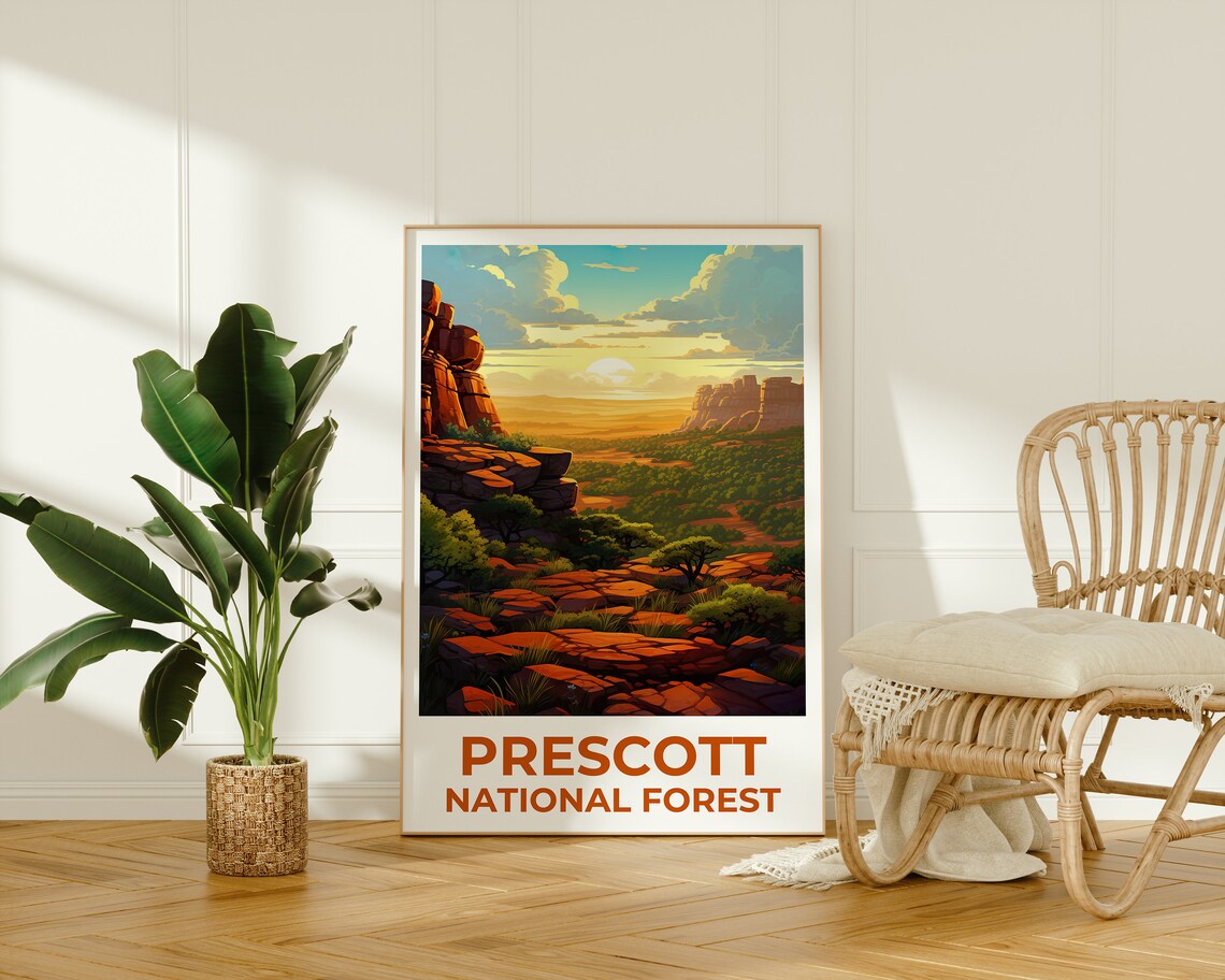 Prescott National Forest Red Rock Vista Sunset Travel Poster - Image 2