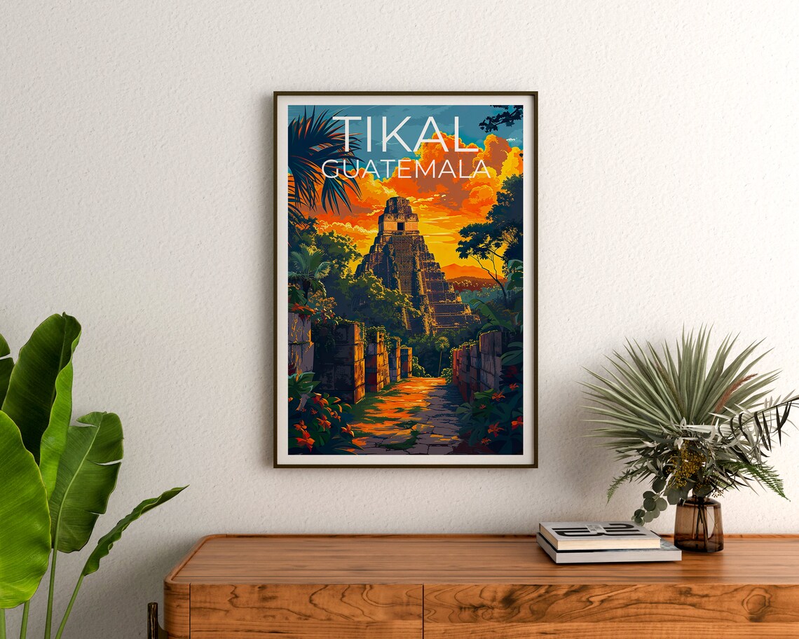 Tikal Travel Poster, Guatemala Art Print - Image 3