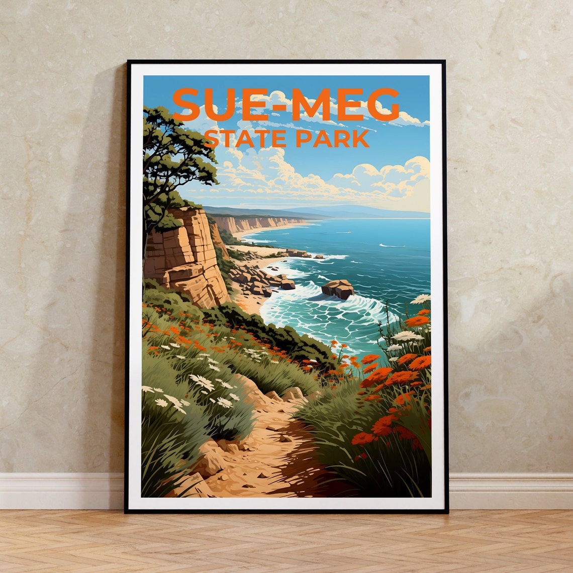 Sue-Meg State Park California Coastal Cliffs Wildflower Trail Poster